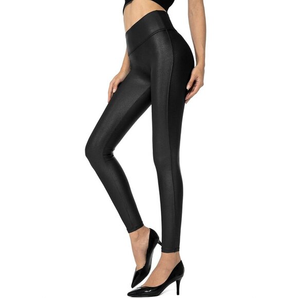 Stylish High Waisted Faux Leather Leggings - Perfect for Workout & Casual Wear